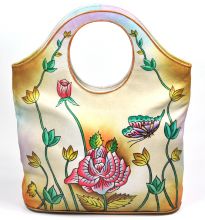 Handbemalte Tasche Blumen Handtasche aus Leder