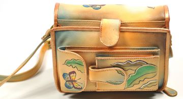 Handbemalte Tasche Umh�ngetasche Leder