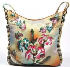 Lederhandtasche handbemalt und handgefertigt