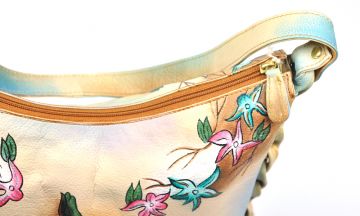 Lederhandtasche handbemalt und handgefertigt