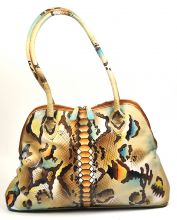 Handbemalte Tasche Schlangen Optik Leder