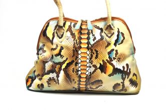 Handbemalte Tasche Schlangen Optik Leder
