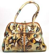 Handbemalte Tasche Schlangen Optik Leder