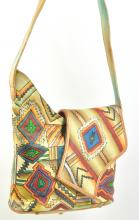 Handtasche handbemalt bunt V-Schnitt