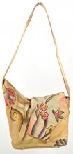 Handbemalte Tasche V-Schnitt braun