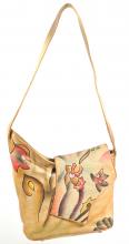 Handbemalte Tasche V-Schnitt braun