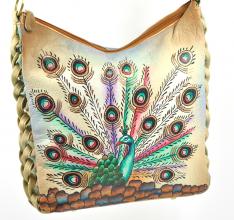 Handbemalte Tasche Pfau