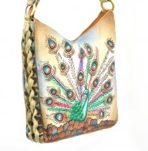 Handbemalte Tasche Pfau