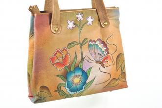 Handbemalte Blumen Handtasche