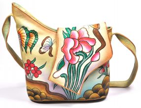 Handbemalte Tasche Schultertasche Flower