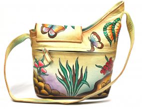 Handbemalte Tasche Schultertasche Flower
