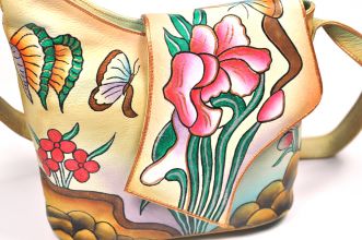 Handbemalte Tasche Schultertasche Flower