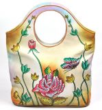 Handbemalte Tasche Blumen Handtasche aus Leder