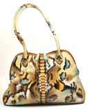 Handbemalte Tasche Schlangen Optik Leder