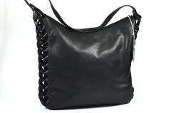 Schwarze Schultertasche aus Leder